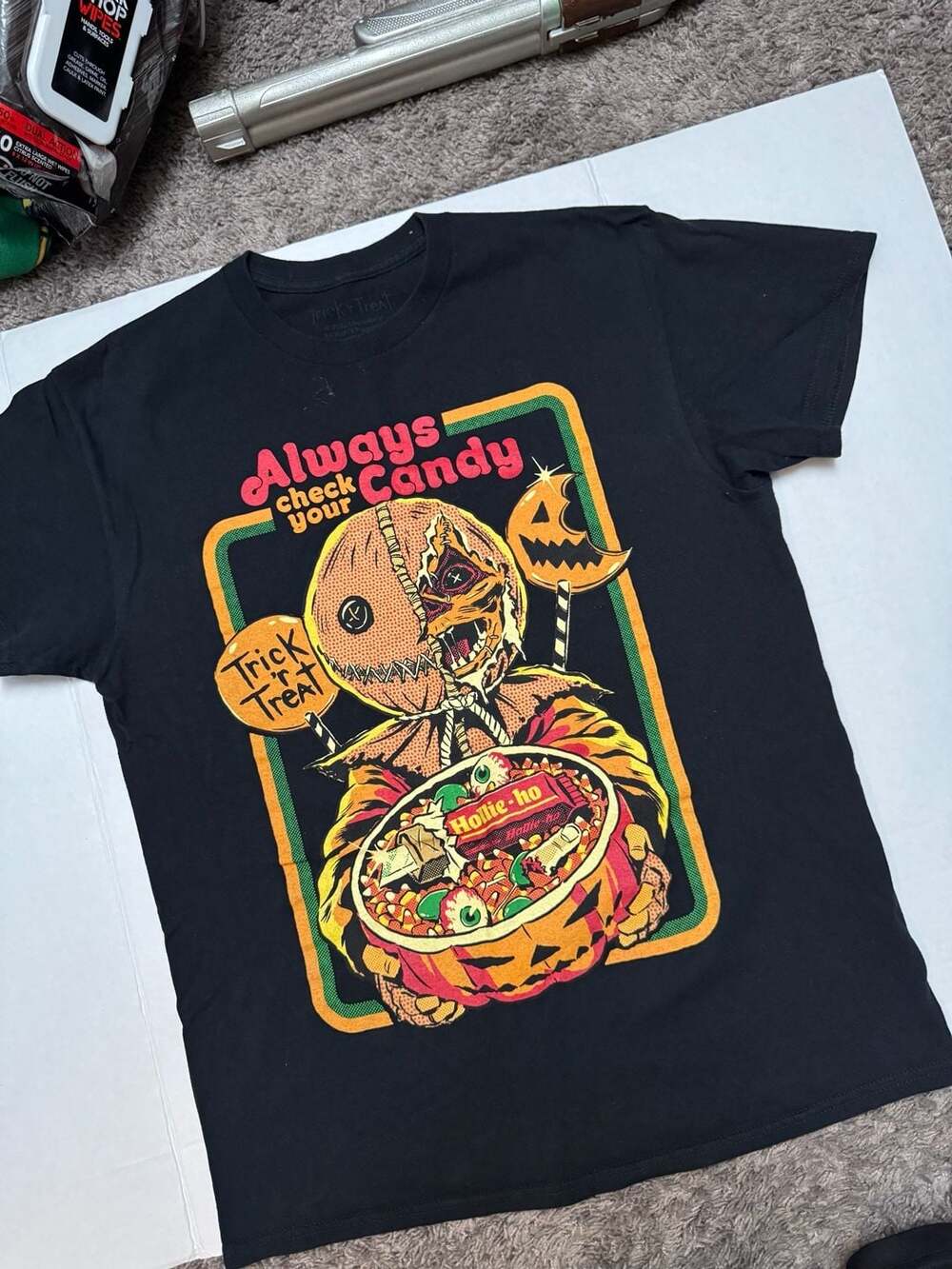 Steven Rhodes Trick 'r Treat Always Check Your Candy Graphic T-Shirt medium